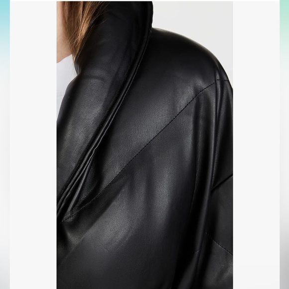 NWT Blank NYC Black Vegan Leather Puffer Belted Jacket Fall Winter Warm - Picture 4 of 12